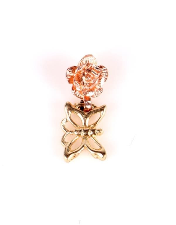 Lot 157178: 14K YELLOW GOLD ROSE & BUTTERFLY LADIES PENDANT