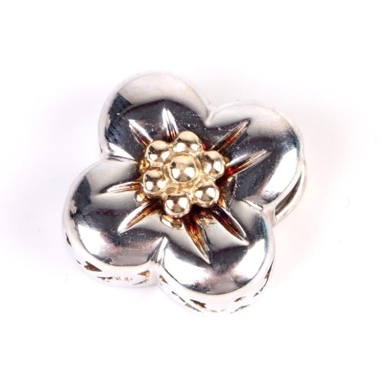 Lot 157185: STERLING SILVER & 14K YELLOW GOLD FLOWER PENDANT