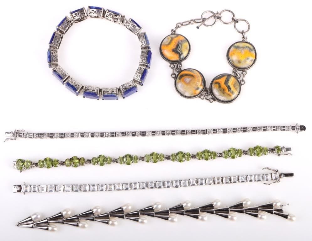 Lot 157187: STERLING SILVER GEMSTONE LADIES BRACELETS