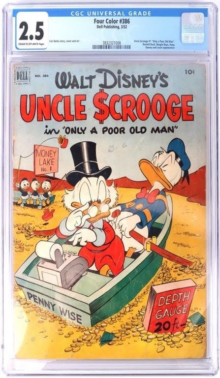 Lot 157204: FOUR COLOR #386 CGC 2.5 - UNCLE SCROOGE HEADLINE