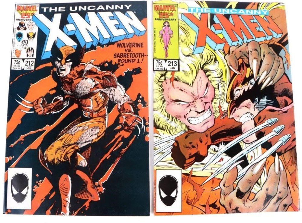 Lot 157222: UNCANNY X-MEN #212 & #213 - 1ST SABERTOOTH FIGHT