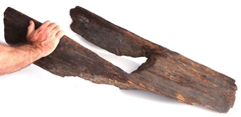 Lot 157241: 500-1000 YR OLD NATIVE AMERICAN DUGOUT CANOE STERN