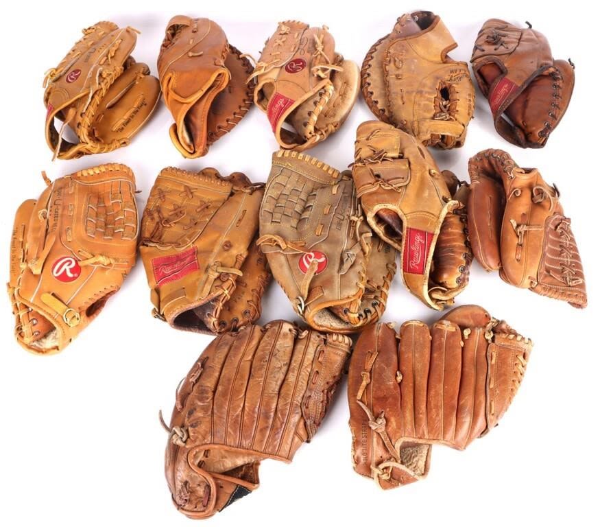 Lot 157252: VINTAGE COLLECTOR'S MITTS RAWLINGS, WILSON, ETC