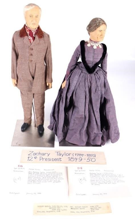 Lot 157254: 12TH PRESIDENT TAYLOR LEWIS SORENSEN DOLL PAIR