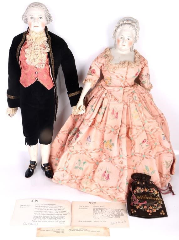 Lot 157255: 1ST PRESIDENT WASHINGTON EMMA CLEAR DOLL PAIR