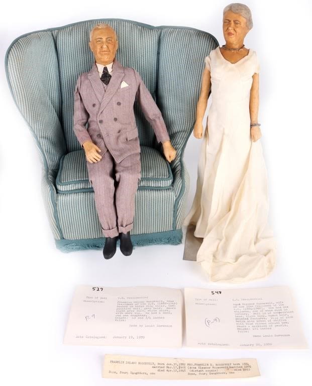 Lot 157256: 32ND PRESIDENT ROOSELVELT LEWIS SORENSEN DOLL PAIR