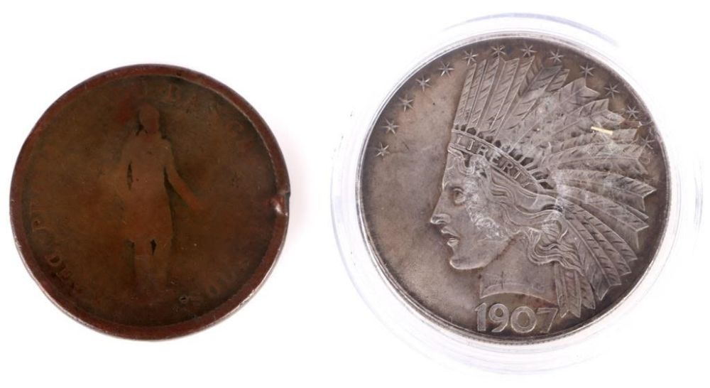 Lot 157265: 1837 CANADA 1 PENNY TOKEN & 1907 $10 LIBERTY COIN