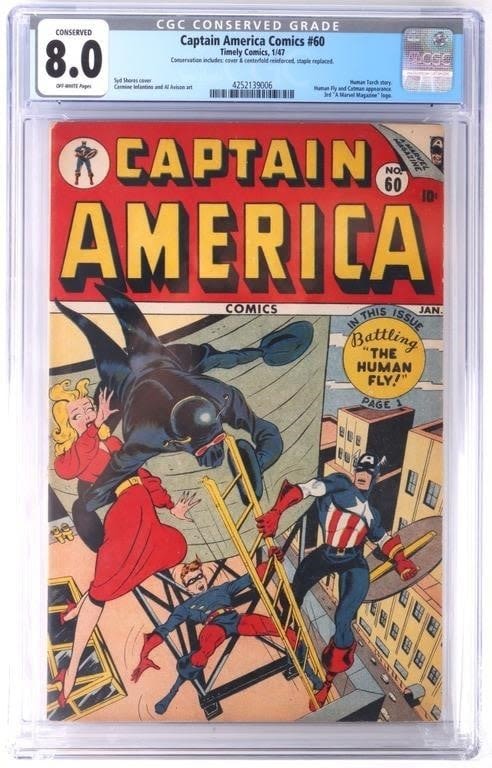 Lot 158161: CAPTAIN AMERICA COMICS #60 CGC 8.0 - GOLDEN AGE