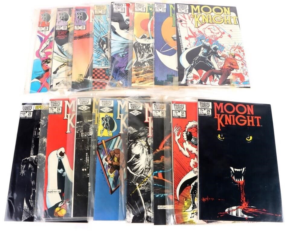 Lot 158189: 1980 MOON KNIGHT#21-36 MARVEL COMIC BOOK LOT OF 16