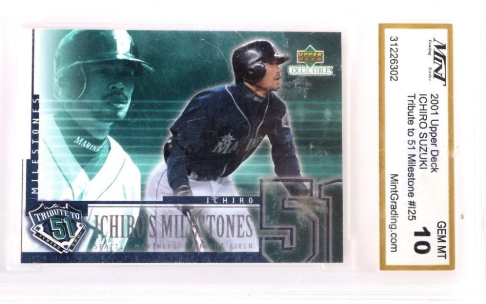 Lot 158200: 2001 UPPER DECK ICHIRO SUZUKI GEM 10 #125 CARD