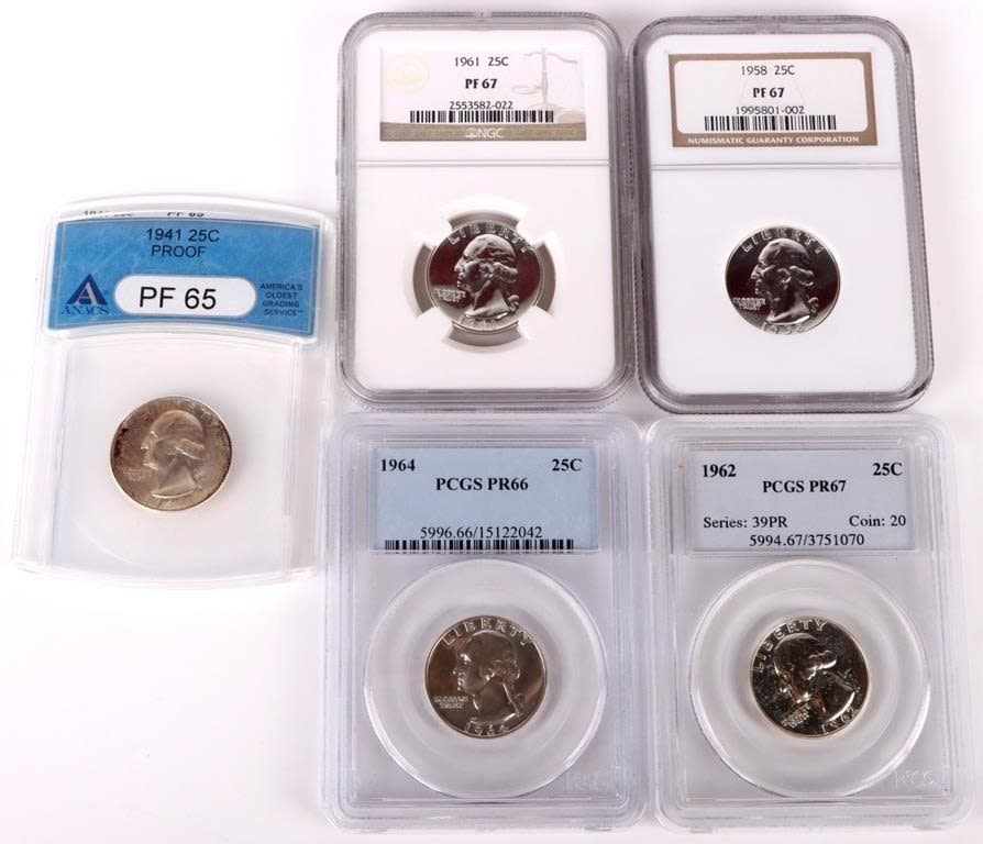 Lot 158220: GRADED U.S. SILVER GEORGE WASHINGTON QUARTERS - 5
