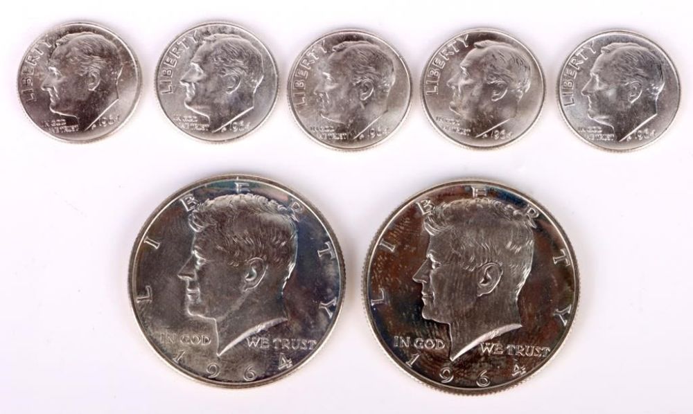 Lot 158232: KENNEDY HALVES & DIMES US SILVER COINS - 7