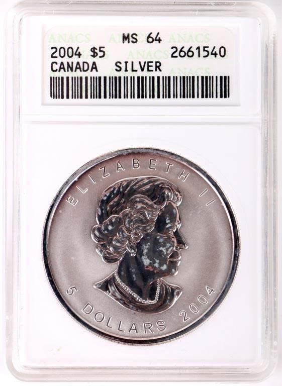 Lot 158239: MS-64 99.9% SILVER CANADIAN 5 DOLLAR MAPLE COIN