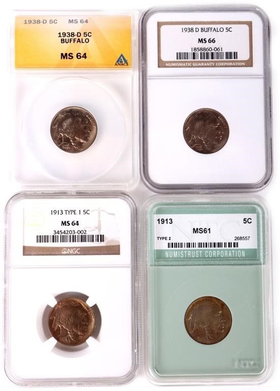 Lot 158249: ANTIQUE & VINTAGE GRADED U.S. BUFFALO NICKELS - 4