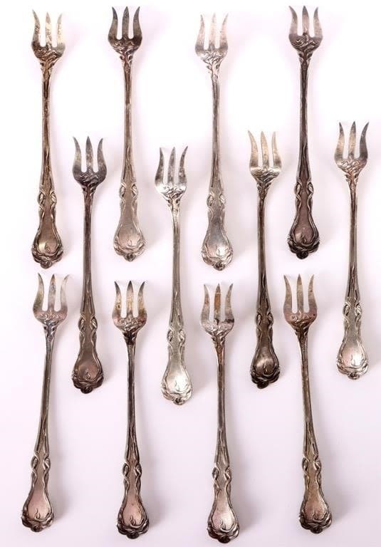 Lot 158254: ALVIN STERLING PATENT CO. COCKTAIL FORKS - (12)