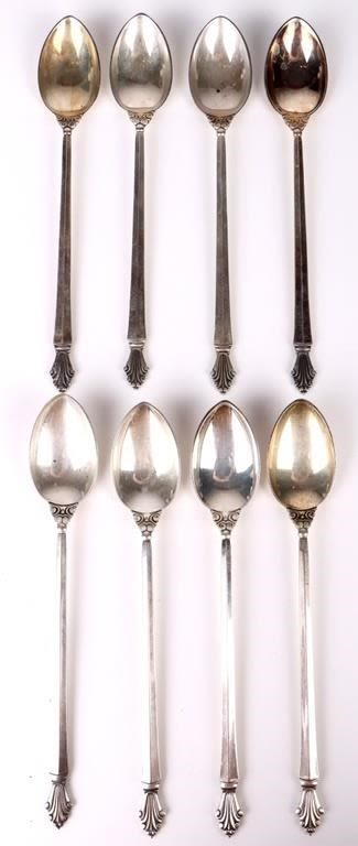 Lot 158261: GEORG JENSEN ANTIQUE STERLING SILVER TEASPOONS 8