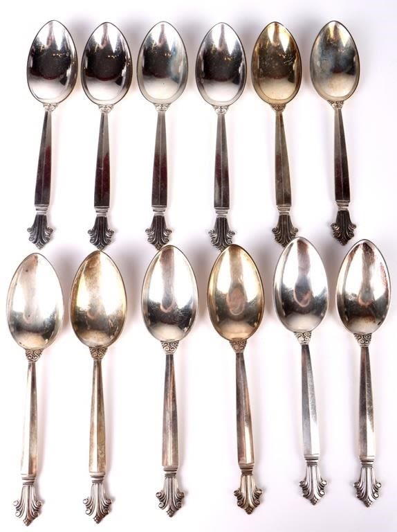 Lot 158264: GEORG JENSEN ANTIQUE STERLING SILVER SOUP SPOONS