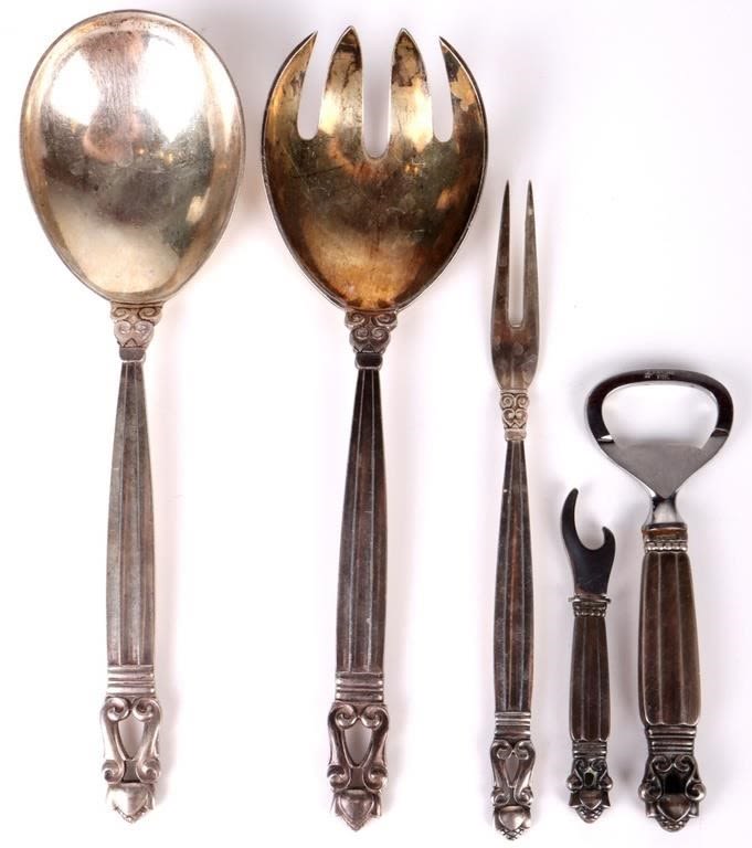 Lot 158268: GEORG JENSEN ANTIQUE STERLING SILVER SERVING WARE