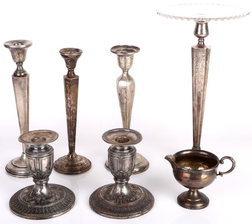 Lot 158277: ANTIQUE STERLING SILVER WEIGHTED & MIXED TABLEWARE