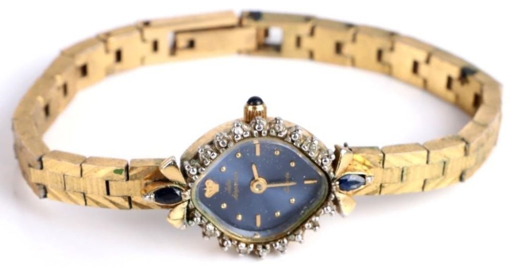 Lot 158286: VTG JULES JERGENSEN DIAMOND & SAPHIRE LADIES WATCH