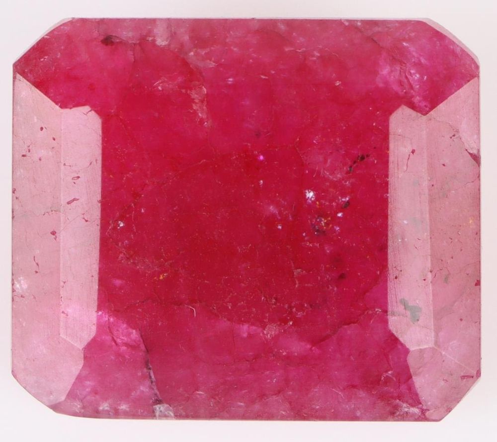 Lot 160166: 32.60CT GENUINE NATURAL EMERALD-CUT RUBY W/ CERT
