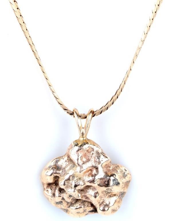 Lot 161044A: 14K YELLOW GOLD MEN'S GOLD NUGGET NECKLACE