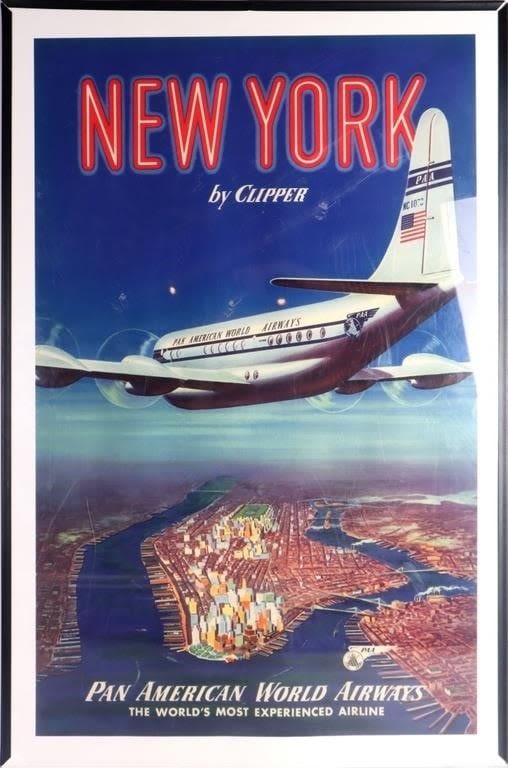 Lot 164275: VINTAGE NEW YORK USA PAN AMERICAN AIRWAYS POSTER