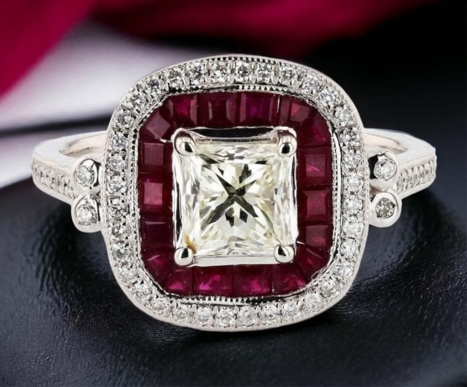 Lot 165144: 1.02CT VS2 DIAMOND & 1.08CTW RUBY 14K GOLD RING