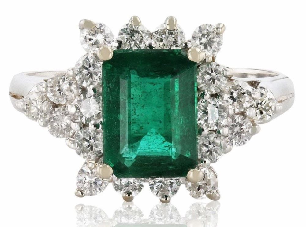 Lot 165145: 1.40CT EMERALD & 0.68CTW DIAMOND 14K GOLD RING