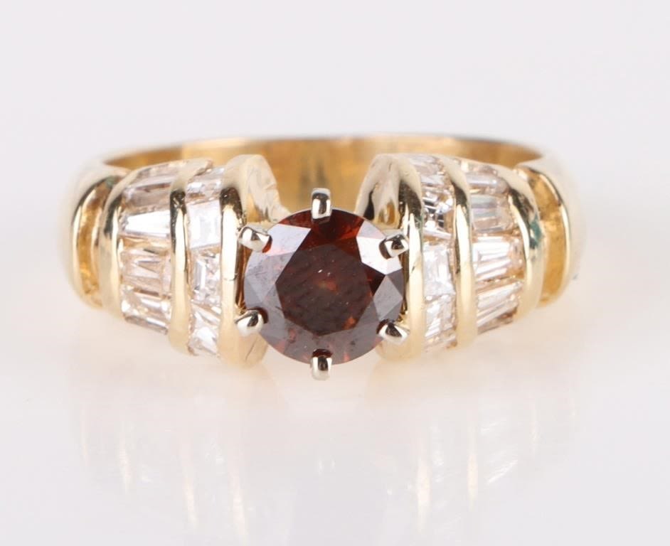 Lot 165155: 14K YELLOW GOLD FANCY BROWN DIAMOND RING