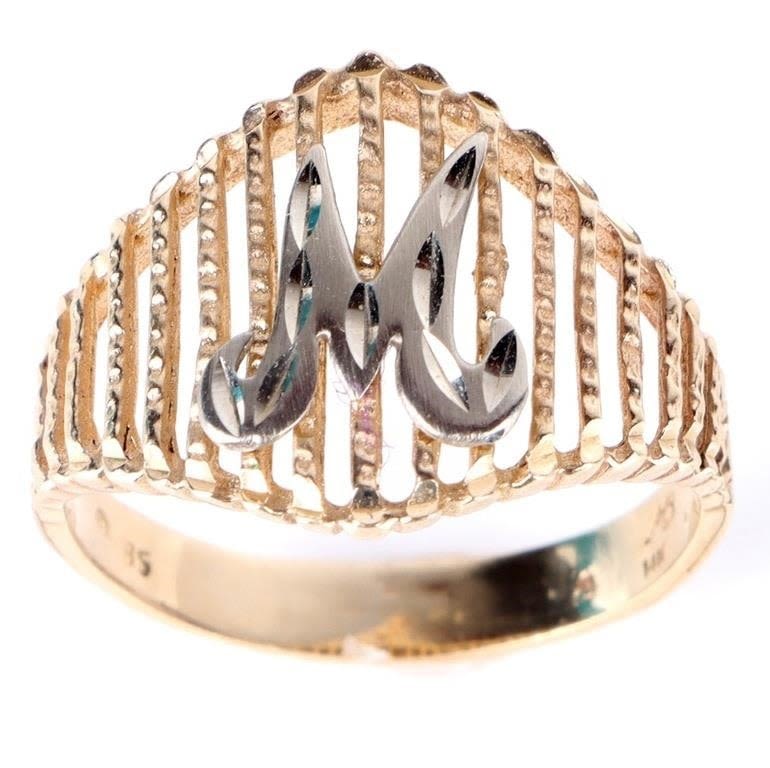 Lot 165167: 14K YELLOW GOLD LADIES "M" RING