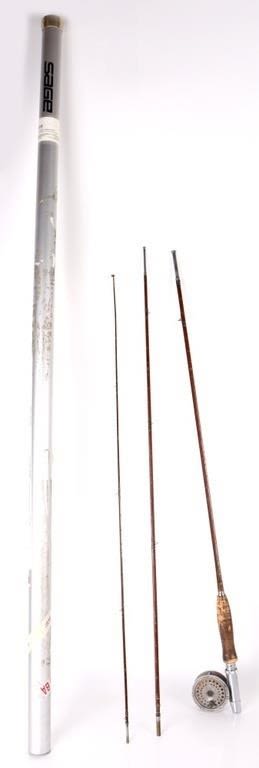 Lot 165290: WARD'S PRECISION 9' 3PC BAMBOO FLY ROD & REEL