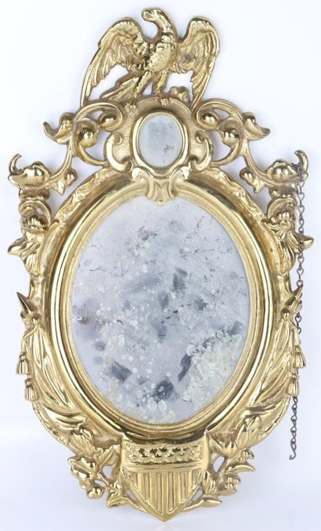 Lot 165293: ANTIQUE GILDED HANGING AMERICAN WALL MIRROR