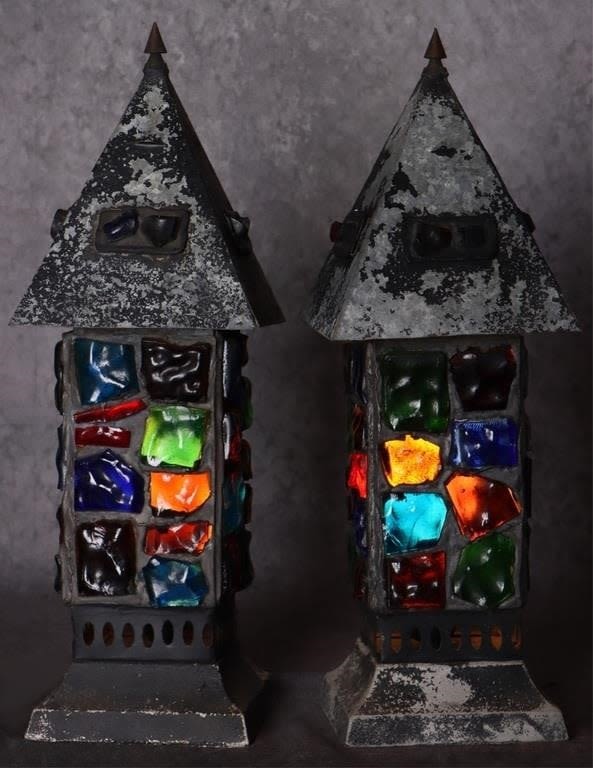 Lot 165295: MID-CENTURY BRUTALIST CHUNK LAMP PAIR MARSH/NADER
