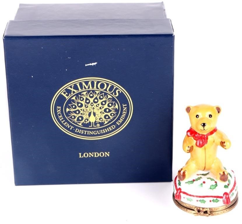 Lot 165296: LIMOGES FRANCE EXIMIOUS TEDDY BEAR TRINKET BOX