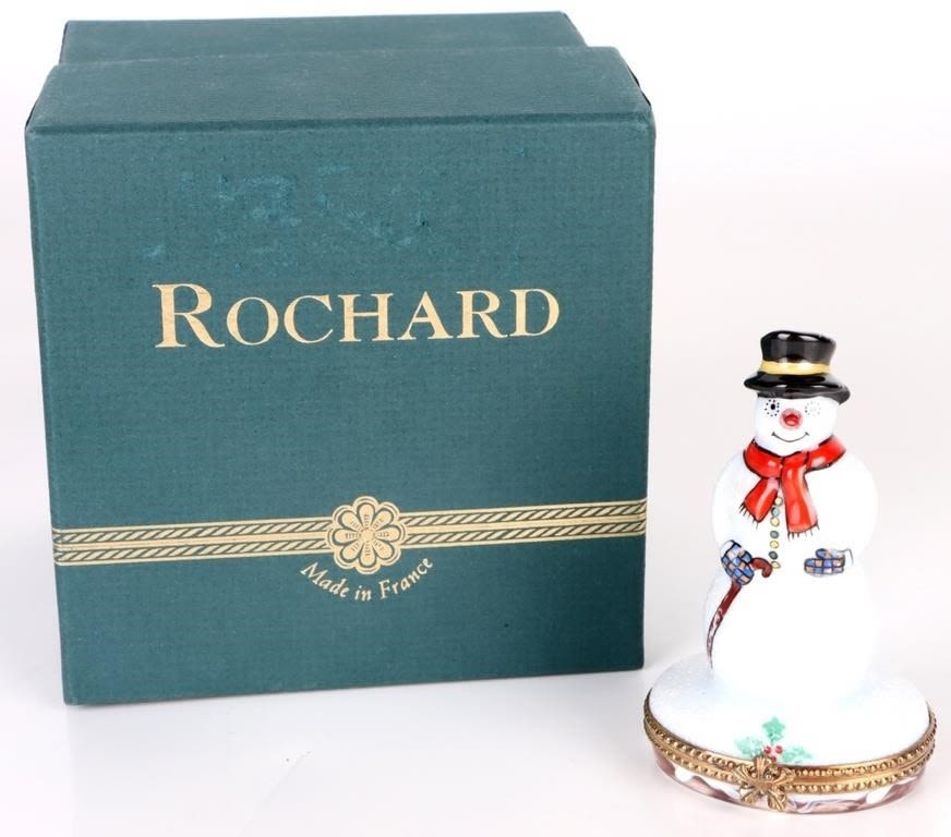 Lot 165298: ROCHARD LIMOGES FRANCE SNOWMAN TRINKET BOX