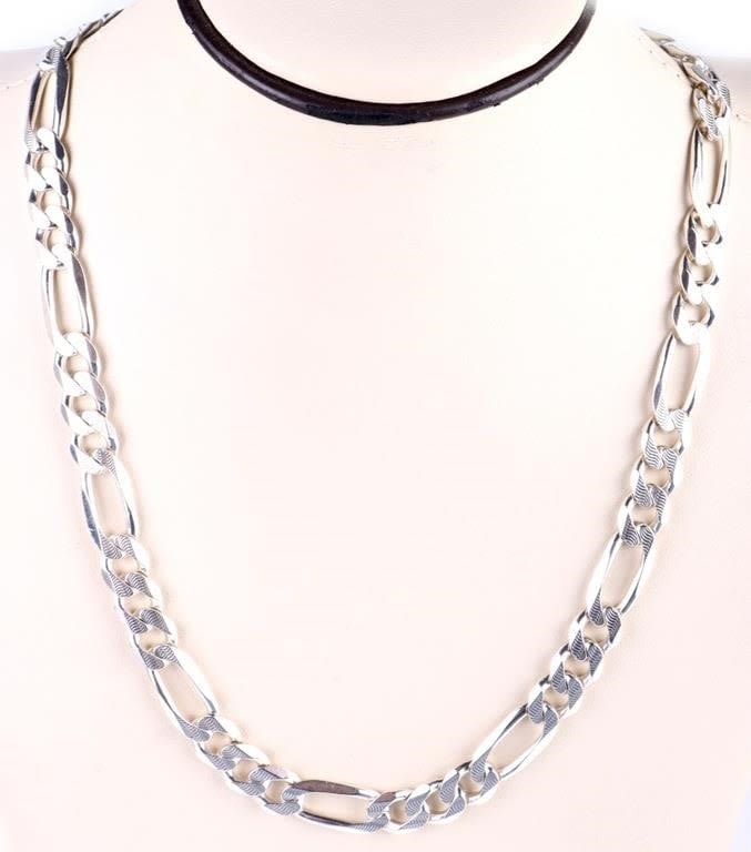 Lot 166161: STERLING SILVER MEN'S FIGARO LINK CHAIN NECKLACE