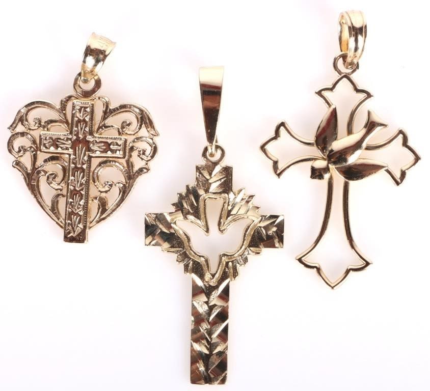 Lot 166179: 14K YELLOW GOLD LADIES CROSS PENDANTS - LOT OF 3