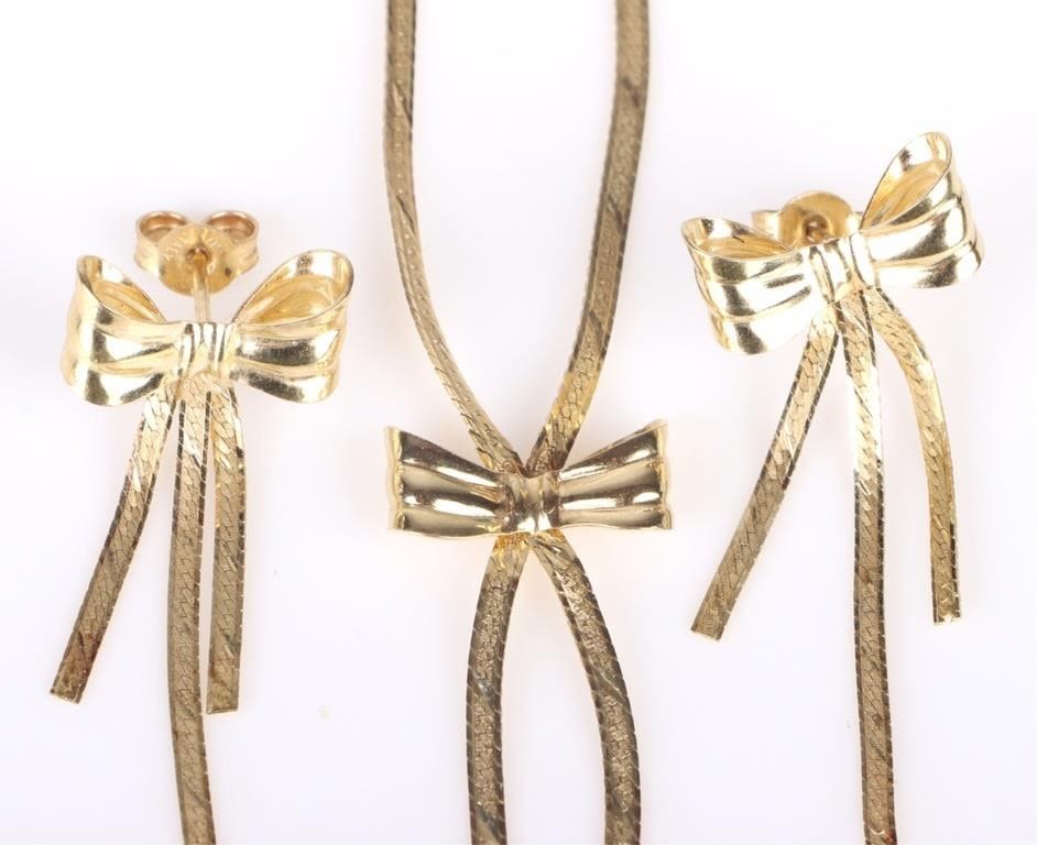 Lot 166190: 14K YELLOW GOLD LADIES BOW MATCHING SET