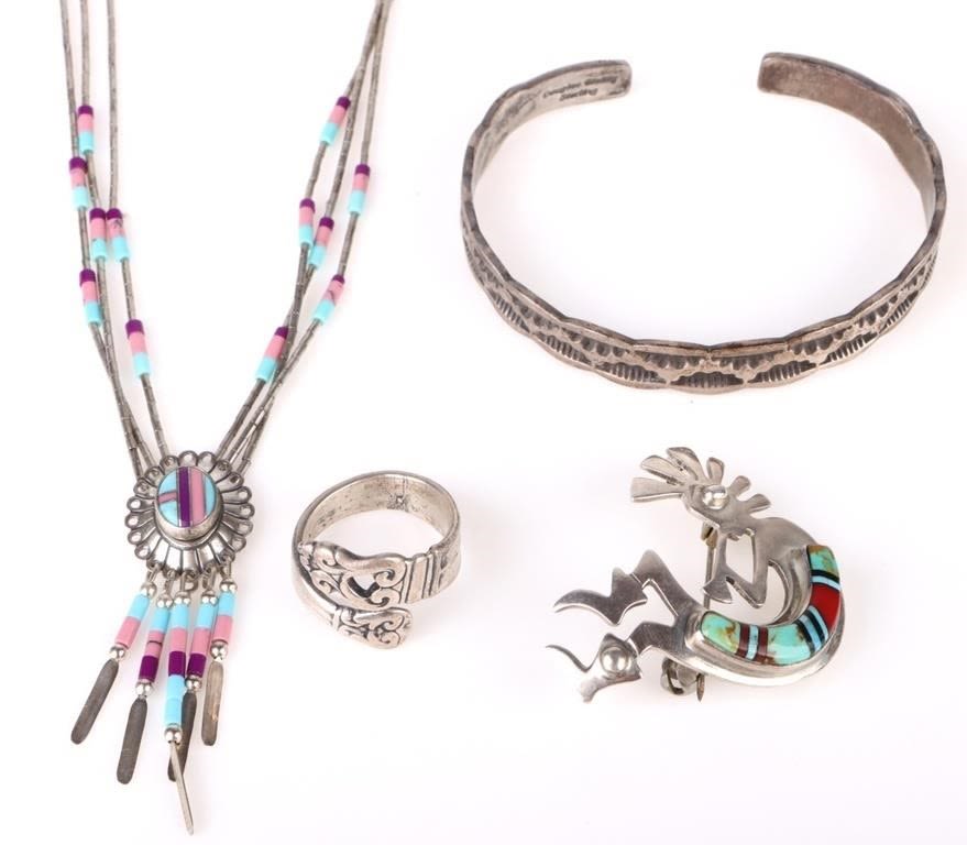 Lot 166194: STAMPED & SIGNED SOUTHWEST NAVAJO STERLING JEWELRY