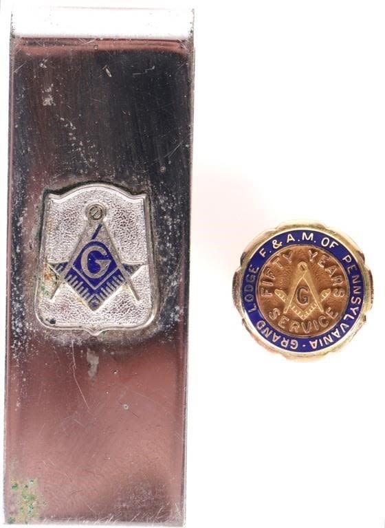Lot 166208: VINTAGE FREEMASON FRATERNITY CLIP & BUTTON / PIN