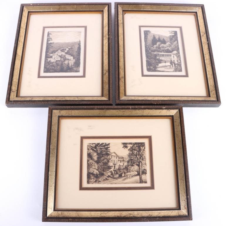 Lot 166225: UNSIGNED ETCHING SCENERY DRAWINGS FRAMED - 3