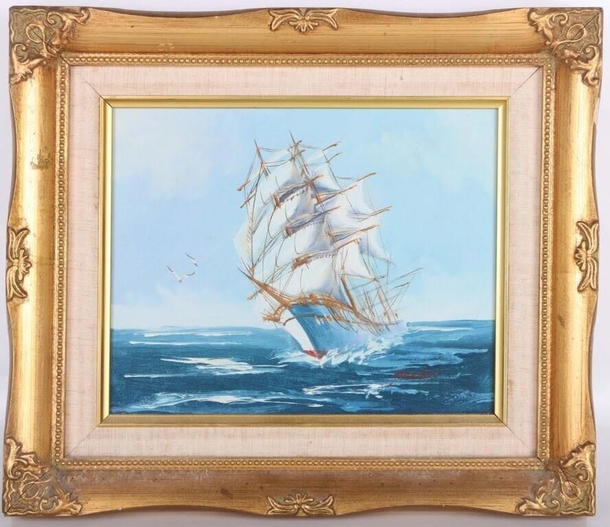 Lot 166228: HEWETT JACKSON ORIGINAL SEASCAPE OIL PAINTING