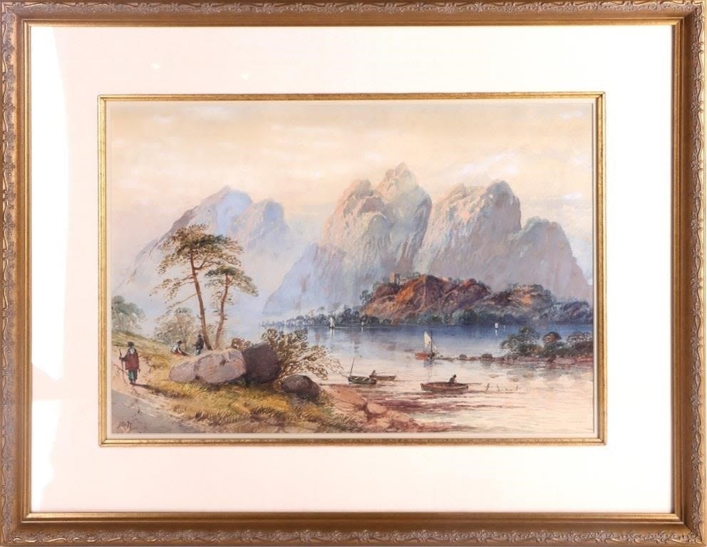 Lot 166230: ORIGINAL DUTCH MOUNTAIN WATERCOLOR PAINTING