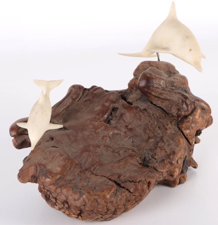 Lot 166247: JOHN PERRY DOLPHIN ON DRIFTWOOD SCULPTURE