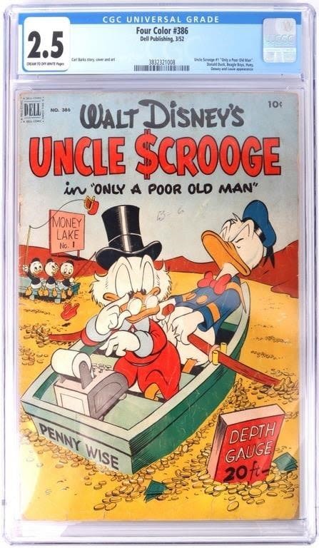 Lot 166251: FOUR COLOR #386 CGC 2.5 - UNCLE SCROOGE HEADLINE