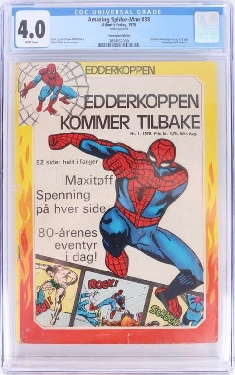 Lot 166255: AMAZING SPIDER-MAN #38 NORWEGIAN ED. CGC 4.0