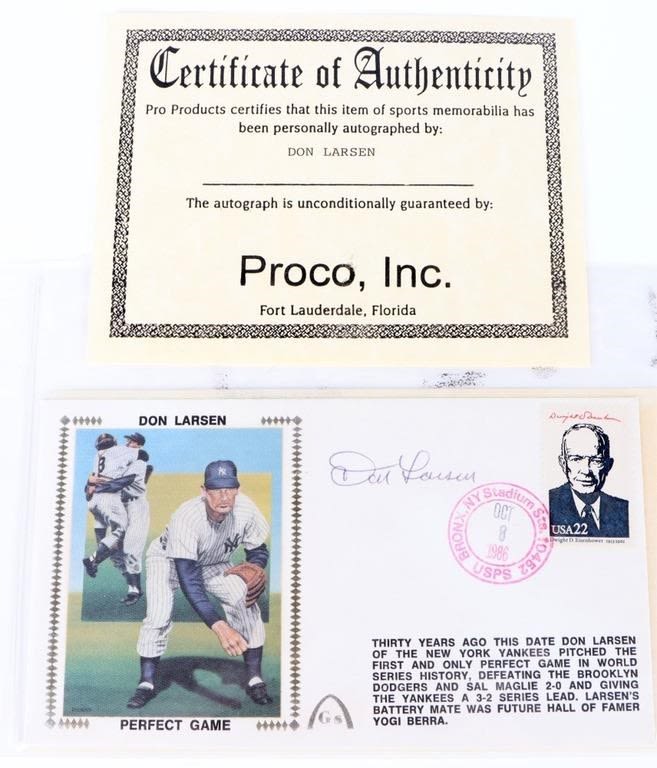 Lot 166283: DON LARSEN PERFECT GAME AUTHENTIC AUTOGRAPH