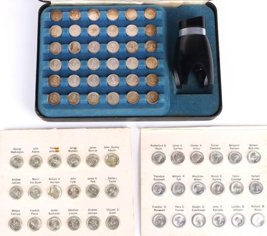 Lot 166331: FRANKLIN MINT STERLING PRESIDENTIAL MINI-COIN SETS