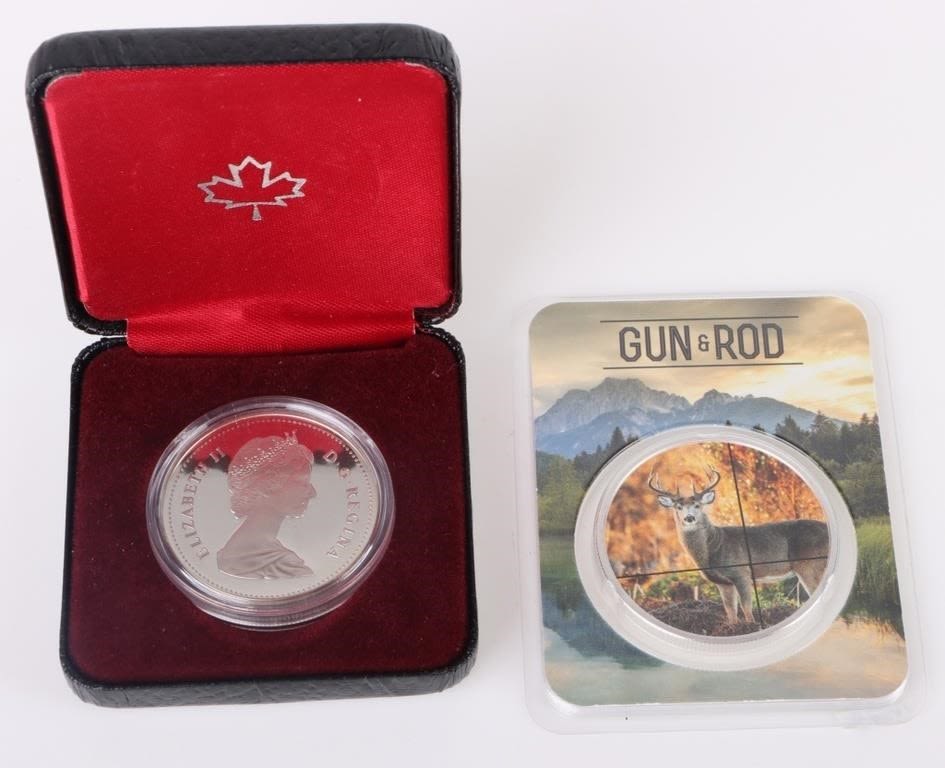 Lot 166332: 1988 .5 SILVER CANADIAN & FINE SILVER GUN ROD COIN